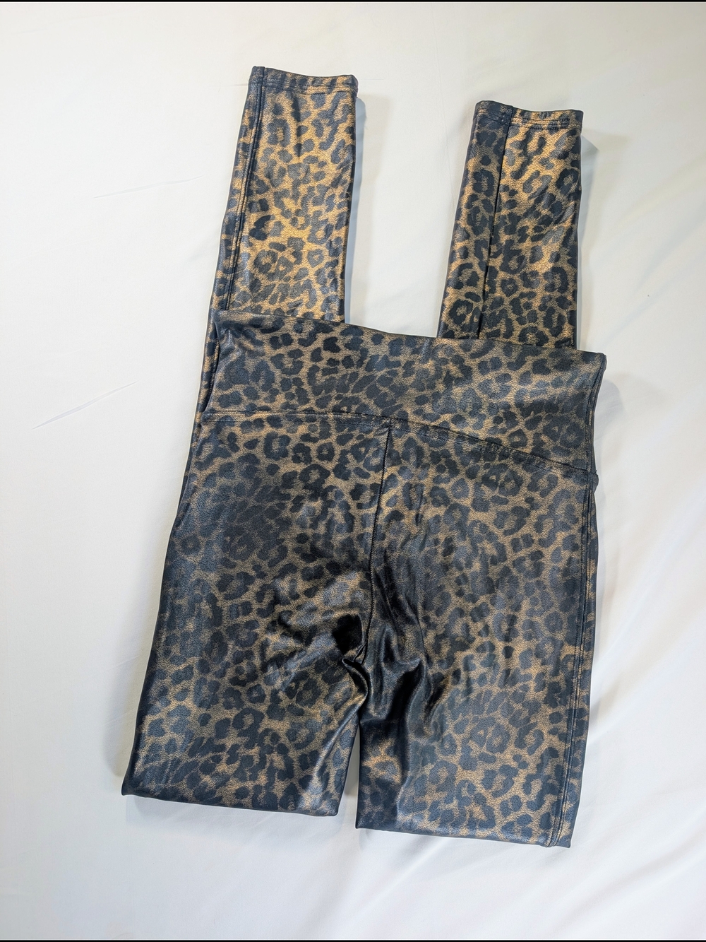 SPANX Leopard Print Faux Leather Leggings - Brown And Gold - Picture 7 of 8